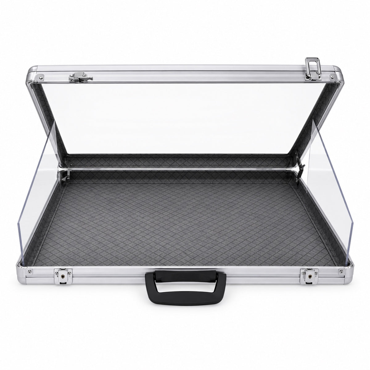 AL819 Glass Top Aluminum Case 34 x 22 front view