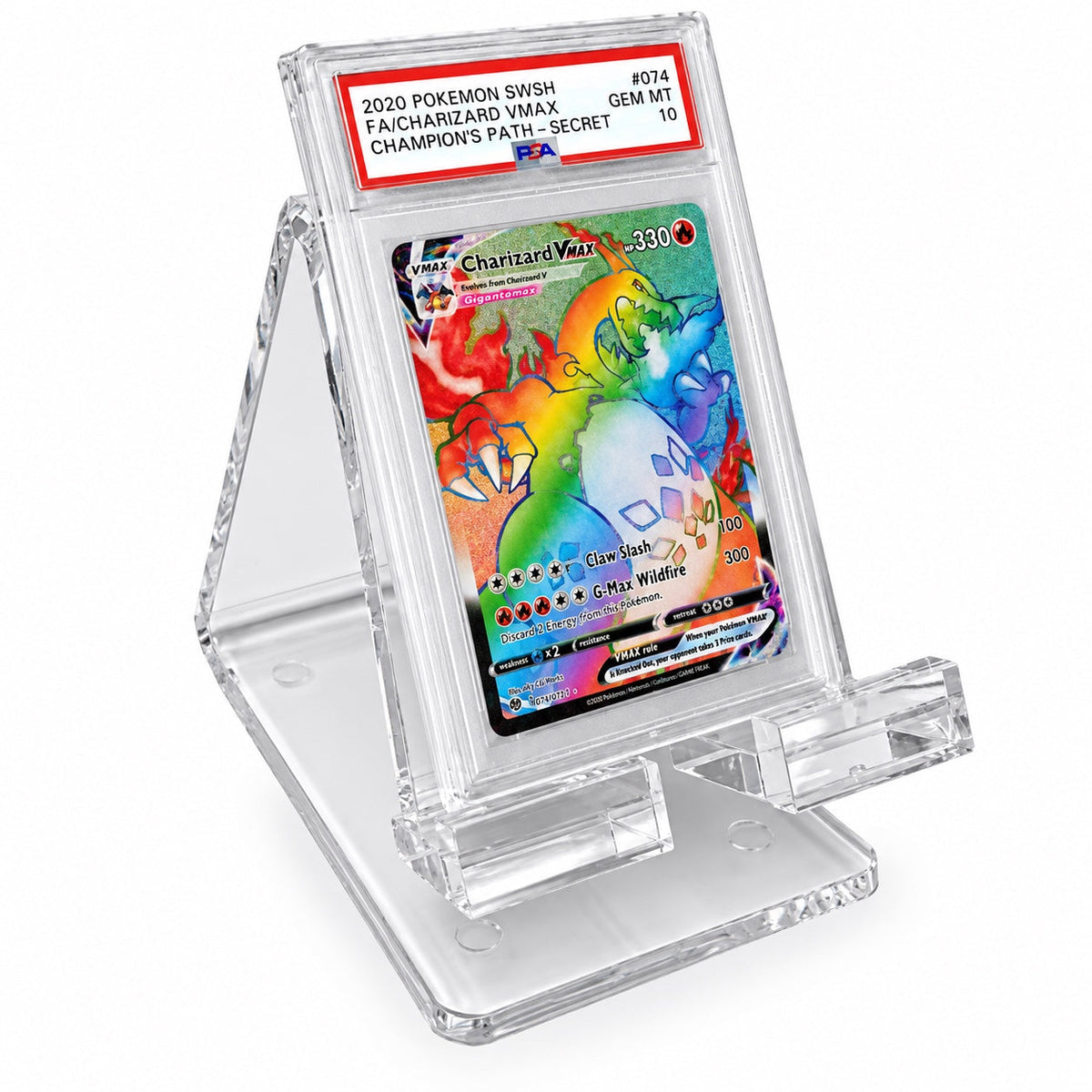 MB Single Graded Trading Card Holder alternate angled clear acrylic display stand with graded card second image