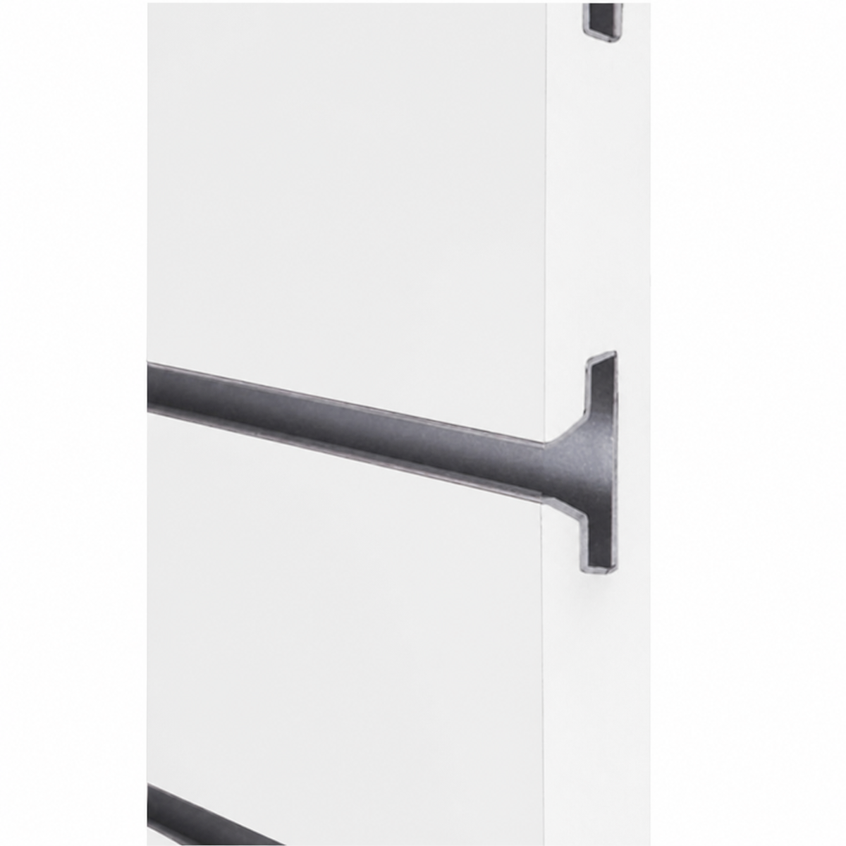 SW48WHITE-AL white slatwall panel with brushed aluminum inserts
