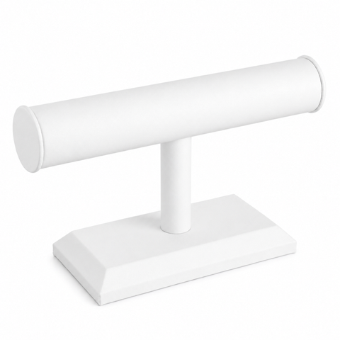 White Faux Leather Round Shape Single T-Bar