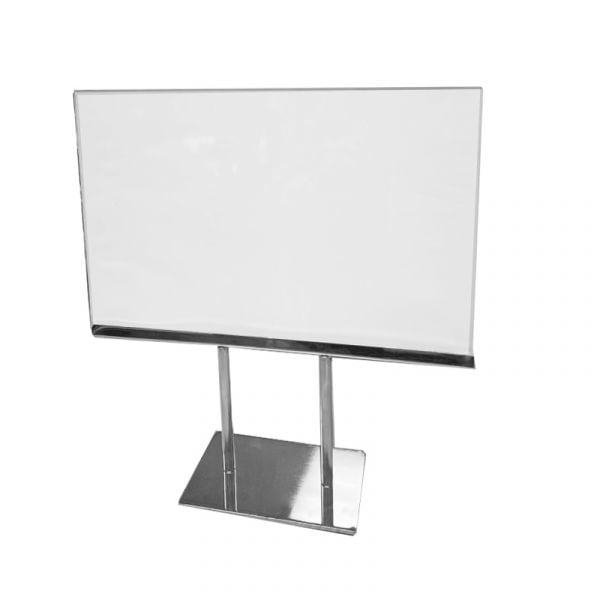 7" x 11" Horizontal Acrylic Countertop Sign Holder with Chrome Base
