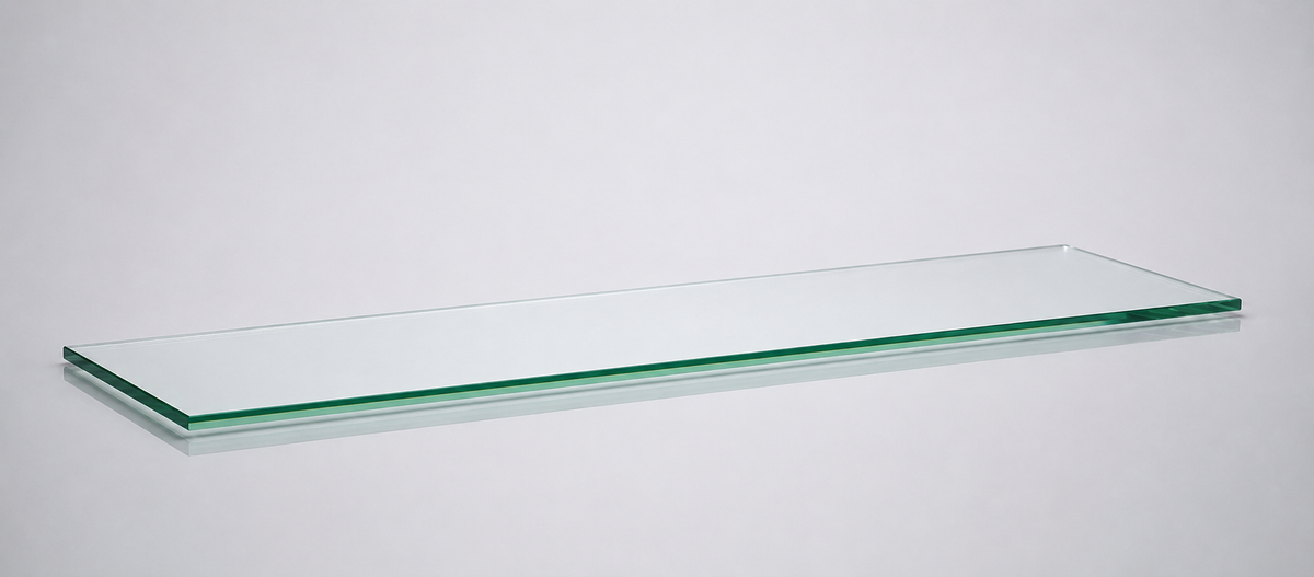 Clear tempered glass shelf — 10 × 36 in