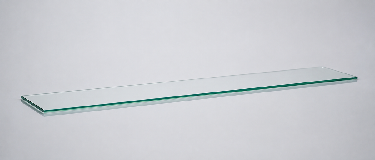 Clear tempered glass shelf — 12 × 56 in
