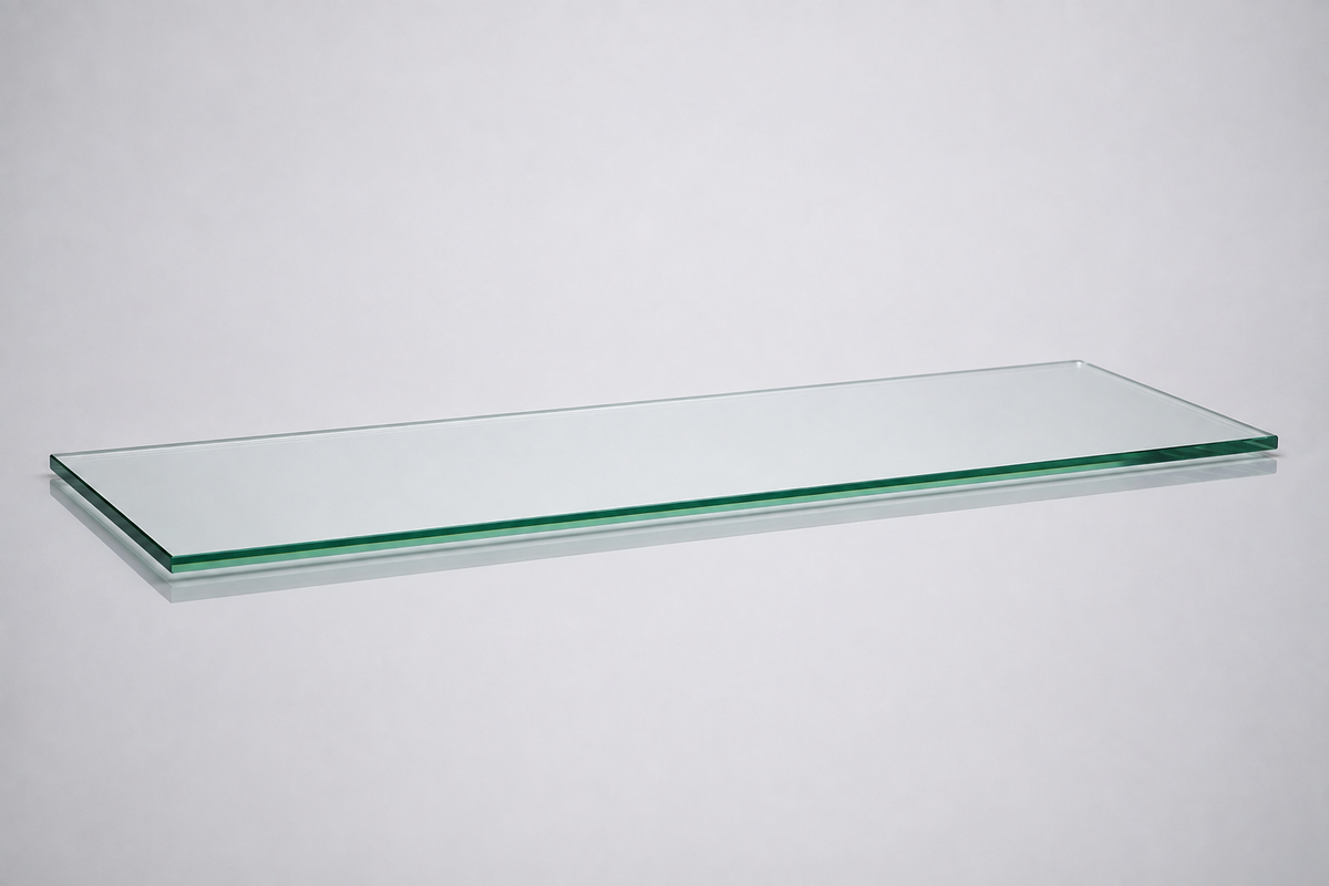 Clear tempered glass shelf — 14 × 36 in