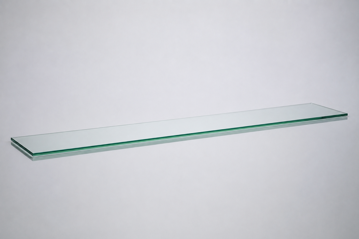 Clear tempered glass shelf — 8 × 56 in
