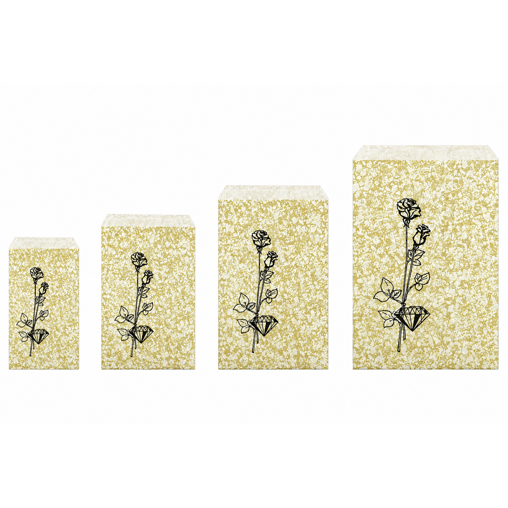 Goldtone Flower Paper Gift Bag size guide