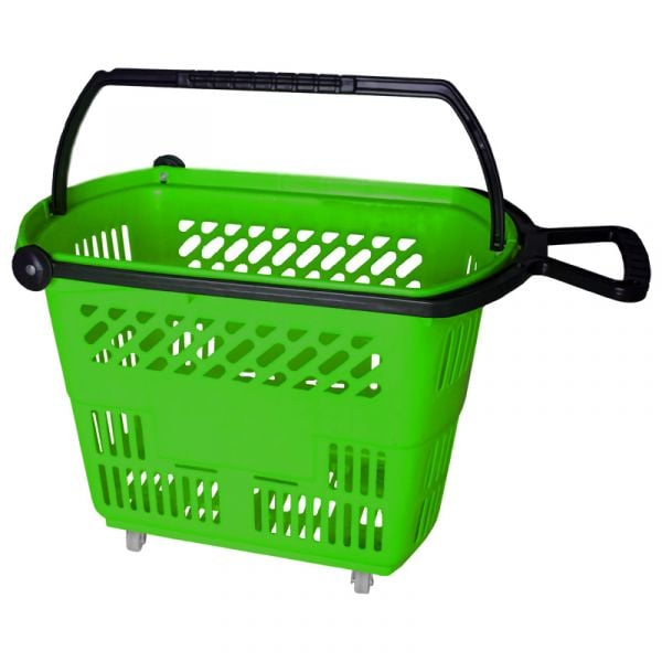 Shopping Basket on Wheels with Pull Handle