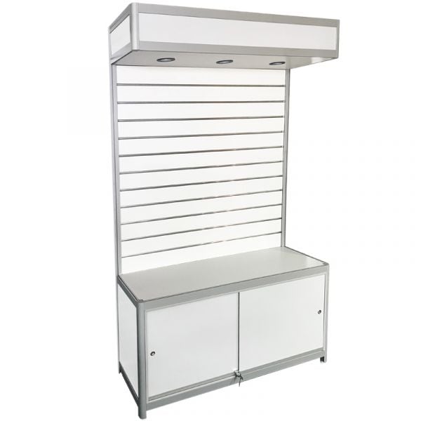 LED Slatwall Display with Storage