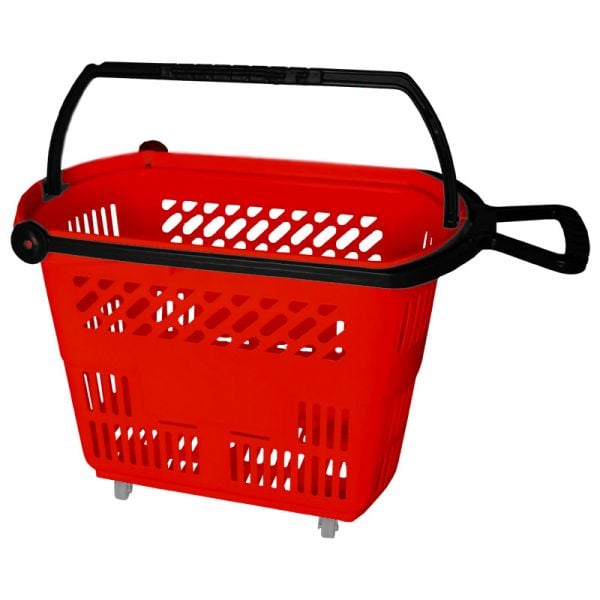 Shopping Basket on Wheels with Pull Handle
