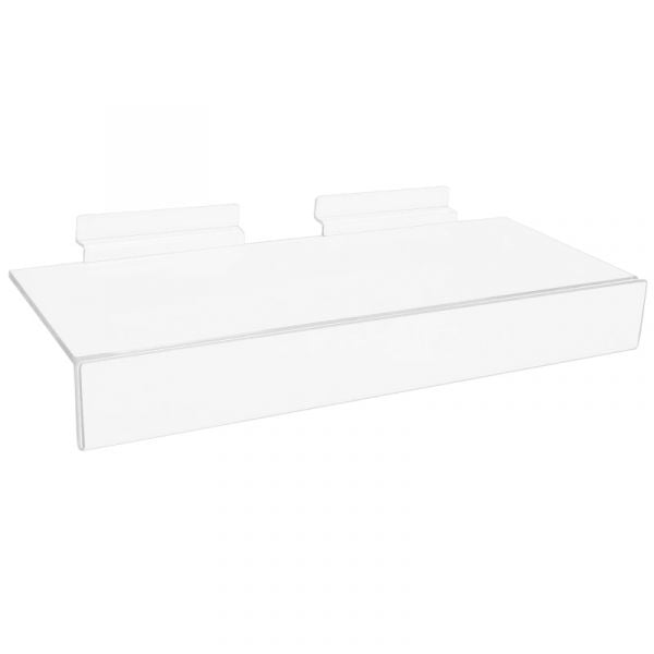 4"D x 10"L Slatwall Shoe Shelf with Sign Holder - Clear