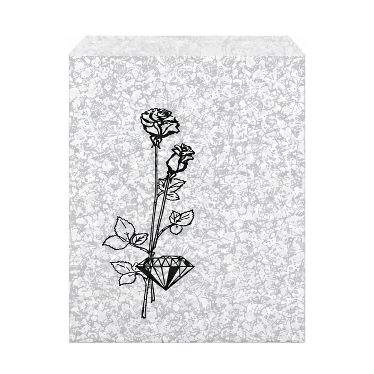 Silvertone Flower Jewelry Bag – 8 1/2 x 11 inch (Kraft footprint)