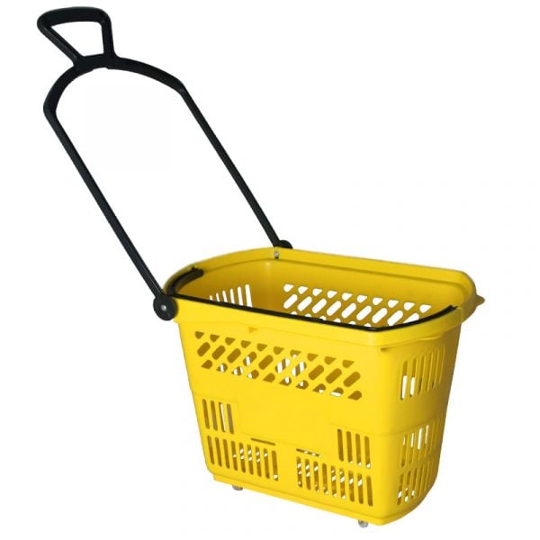 Shopping Basket on Wheels with Pull Handle