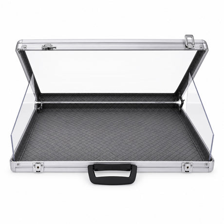 AL819 Glass Top Aluminum Case 34 x 22 front view