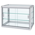 F-1301S angle view 1 - silver aluminum tempered glass counter case
