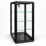 F-1302B left angle - 14 x 12 x 27 H black tempered glass counter case