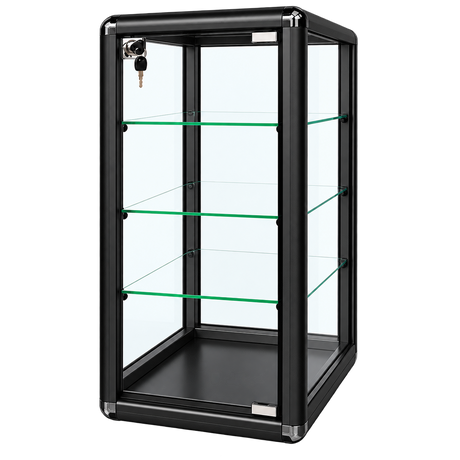 F-1302B black vertical tempered glass counter case primary view