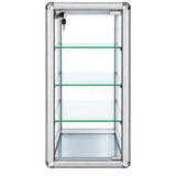 F-1302S front view - 14 x 12 x 27 H silver tempered glass counter case