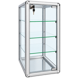 F-1302S left angle - 14 x 12 x 27 H silver tempered glass counter case