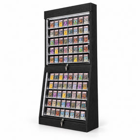 H007 Deluxe Single-Side Trading Card Display Case black wood grain finish