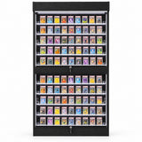 H007 Deluxe Single-Side Trading Card Display Case front view with illuminated graded card shelves