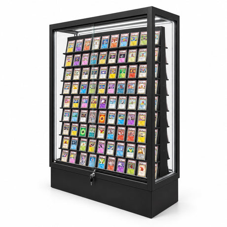 H019 Premium Double-Sided Metal Trading Card Display Case rotated 18 degrees right