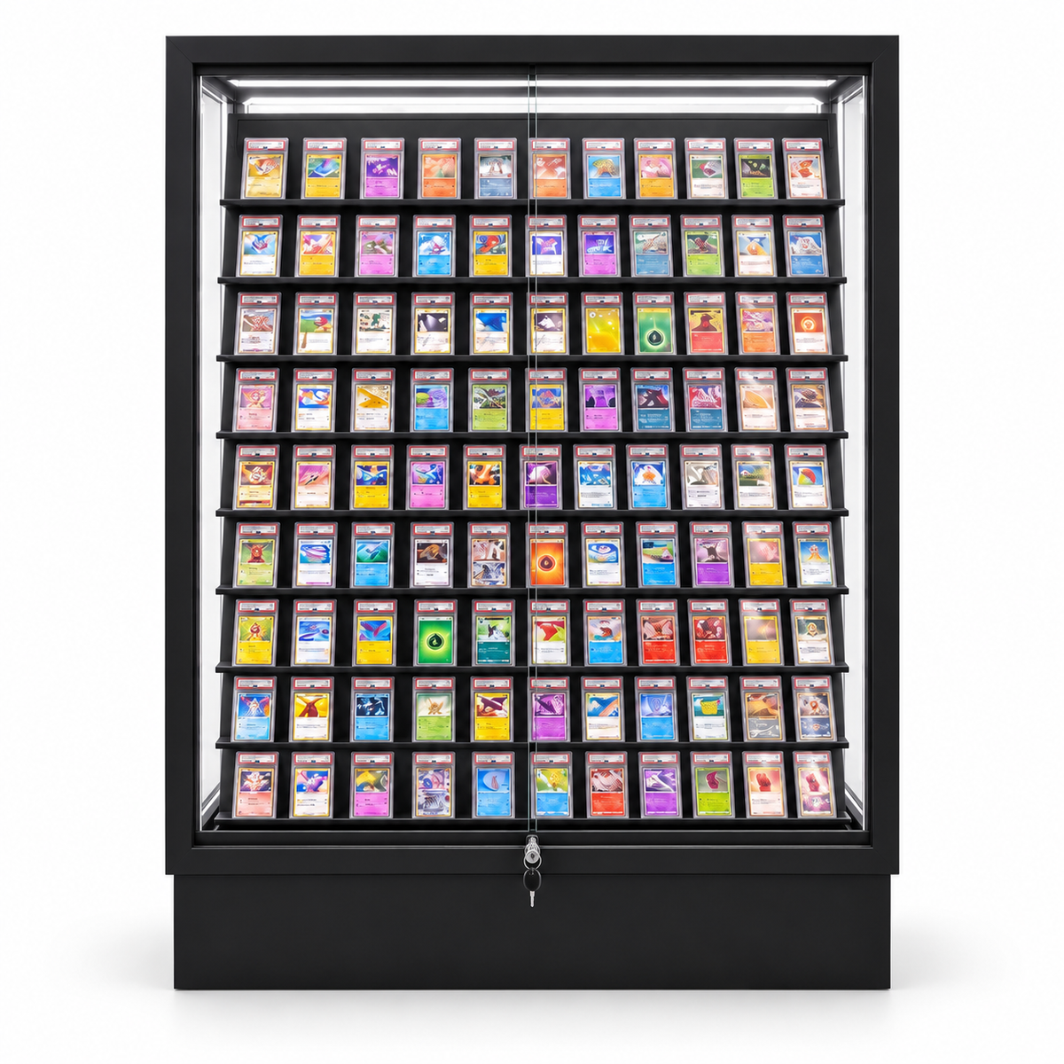 H019 Premium Double-Sided Metal Trading Card Display Case front view sized for WIP theme