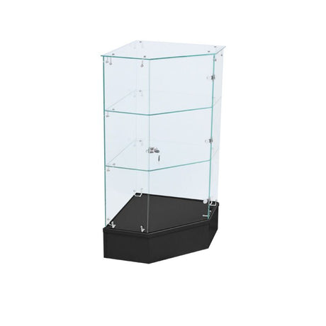 Full Vision Pentagon Frameless Retail Corner — Black — main view