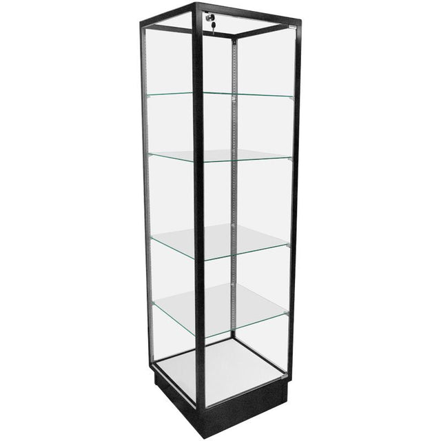 Extra Vision Retail Glass Tower Display — Black — main view