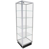 Extra Vision Retail Glass Tower Display — Aluminum — main view