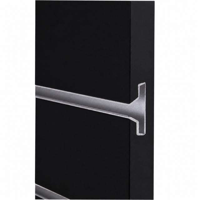 SW48BLACK-AL black slatwall panel with brushed aluminum inserts