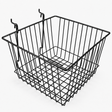 Glossy black epoxy coated 12" x 12" x 8" gridwall slatwall basket