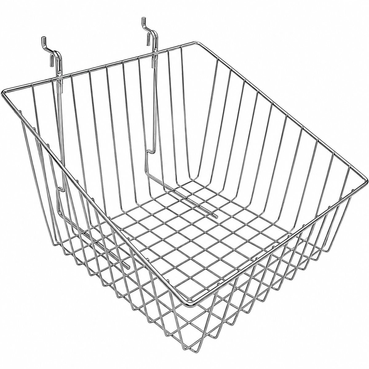 Chrome 12" × 12" × 8" × 4" slant-front gridwall/slatwall basket