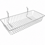 Chrome 24" × 12" × 4" straight gridwall/slatwall basket