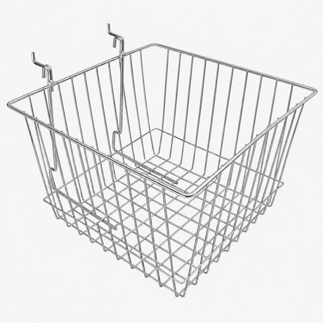Chrome 12" × 12" × 8" gridwall/slatwall basket