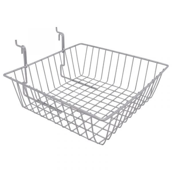 Chrome 12" × 12" × 4" straight gridwall/slatwall basket
