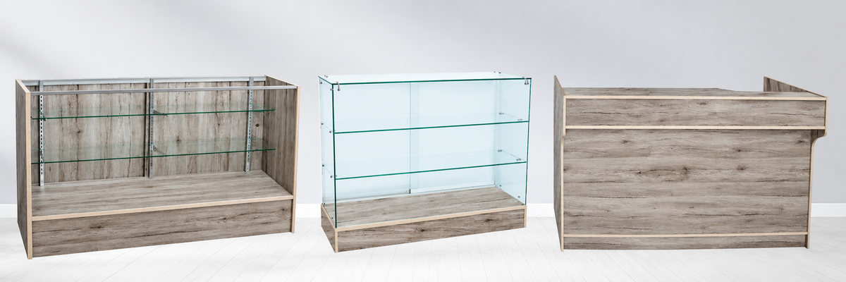barnwood display cases and retail counters