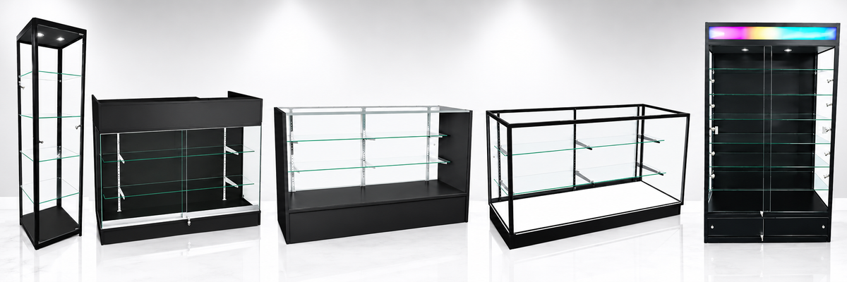 black display cases and retail counters
