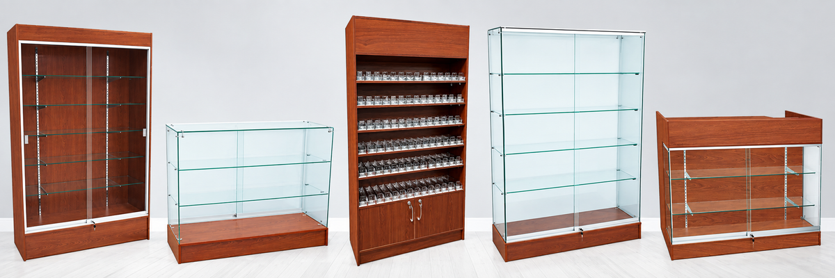 cherry display cases and retail counters
