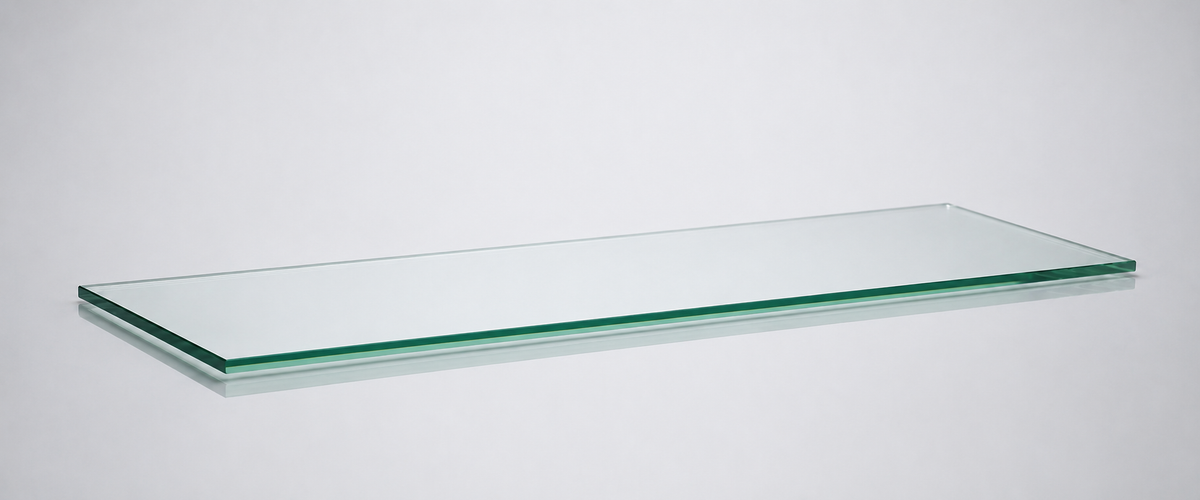 Clear tempered glass shelf — 10 × 24 in