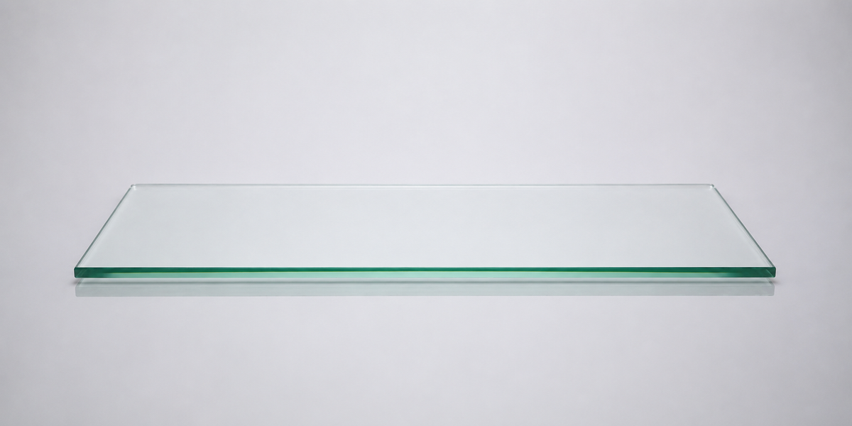 Clear tempered glass shelf — 12 × 24 in