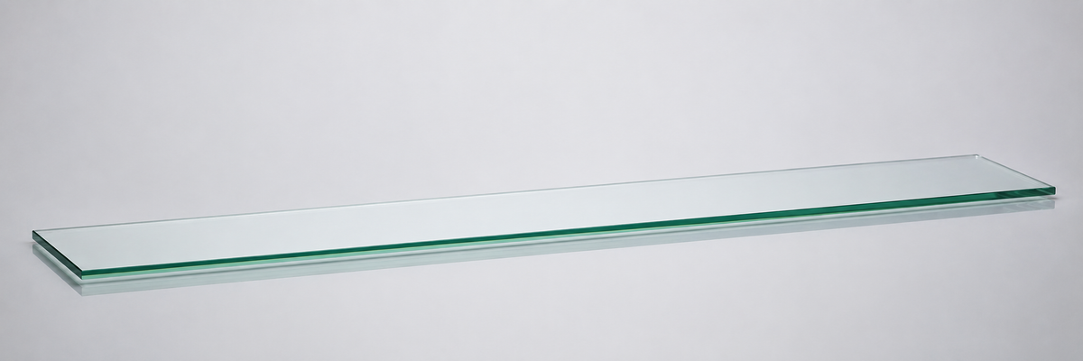 Clear tempered glass shelf — 12 × 36 in