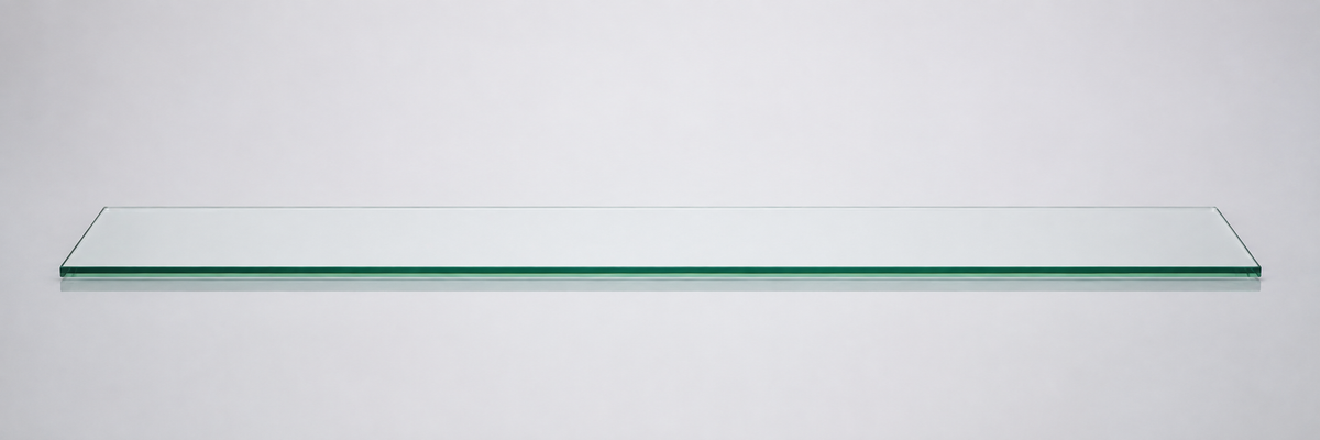 Clear tempered glass shelf — 12 × 48 in