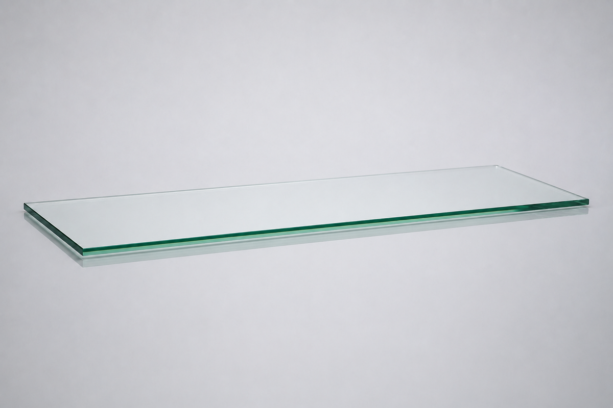 Clear tempered glass shelf — 14 × 48 in