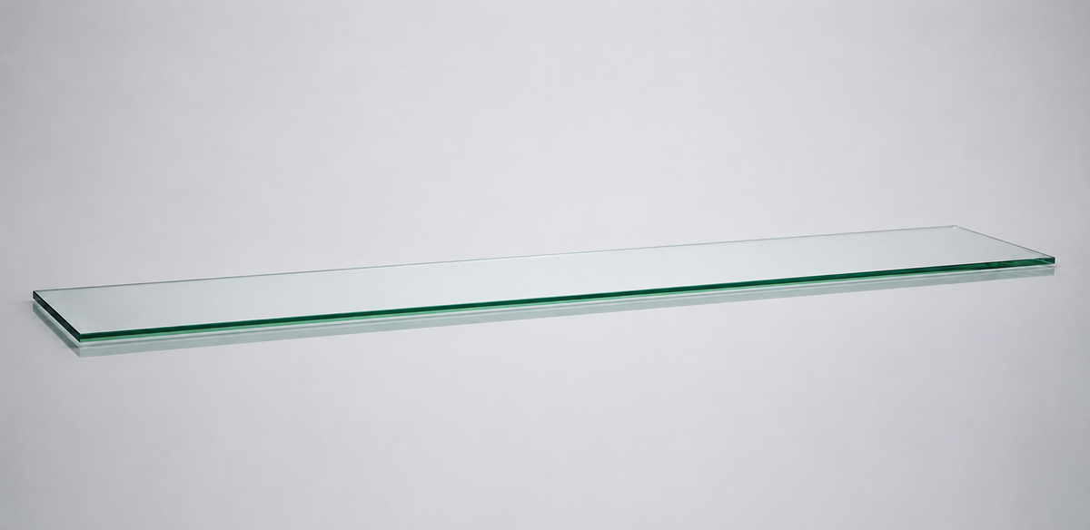 Clear tempered glass shelf — 14 × 66 in