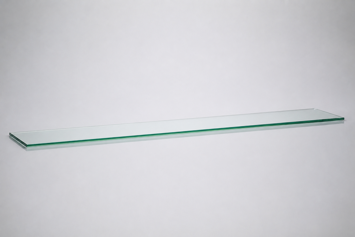 Clear tempered glass shelf — 8 × 48 in