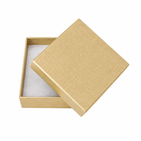 Gold Linen Square Jewelry Box