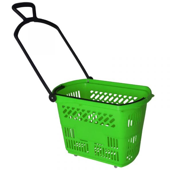 Shopping Basket on Wheels with Pull Handle