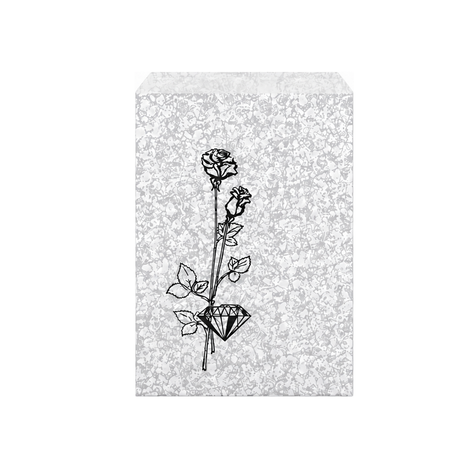 Silvertone Flower Jewelry Bag – 6 x 9 inch (Kraft footprint)