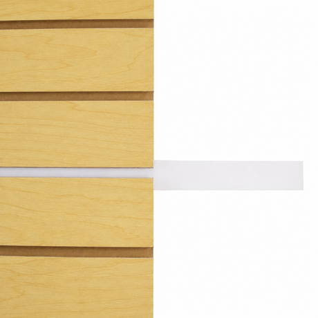 White slatwall tape insert on Dawson Jones Hard Rock Maple slatwall