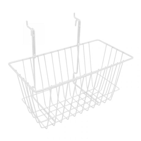 White 12" x 6" x 6" straight gridwall/slatwall basket